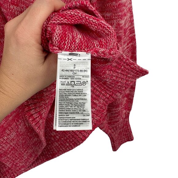 GAP Pink V-Neck Knit Sweater Balloon Sleeve 100% Cotton NWT Womens Small - Picture 4 of 6